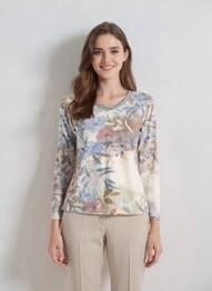 Pull coupe cintrée manches longues bleu GEVANA femme