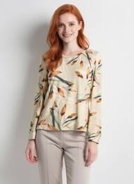 Pull coupe cintrée manches longues beige GEVANA femme