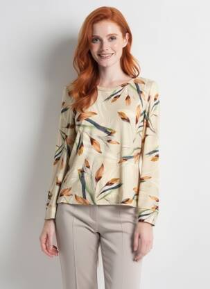Pull coupe cintrée manches longues beige GEVANA femme