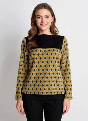 Pull coupe cintrée manches longues jaune ELEONORA AMADEI femme