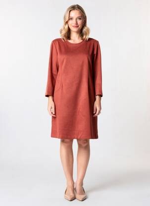 Robe mi-longue manches longues manches longues orange GEVANA femme