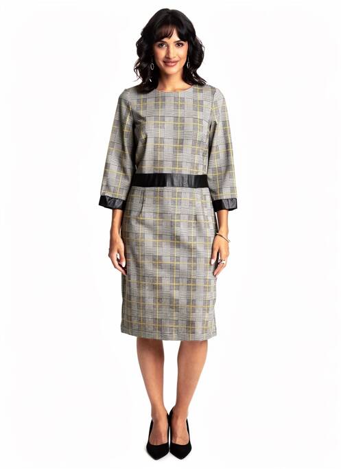 Robe mi-longue manches 3/4 manches 3/4 gris ELEONORA AMADEI femme