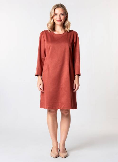 Robe mi-longue manches longues manches longues orange GEVANA femme