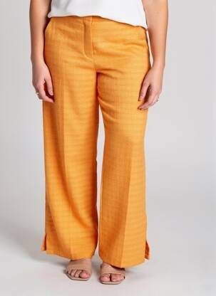 Pantalon droit taille à pinces taille normale orange H&M femme