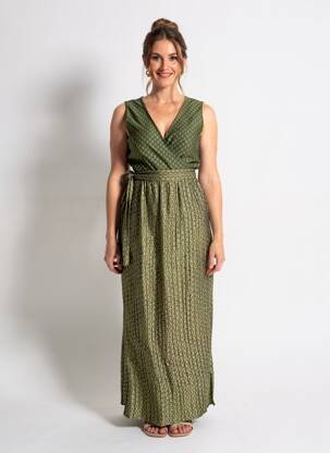 Robe longue sans manche sans manche vert SANS MARQUE femme