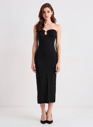Robe mi-longue sans manche sans manche noir H&M femme