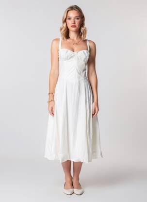 Robe mi-longue doublure fines bretelles beige HOUSE OF CB LONDON femme