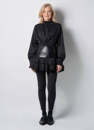 Robe courte manches longues manches longues noir MEW MEWS femme