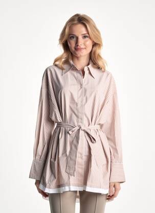 Tunique manches longues col chemisier beige FLOOR femme