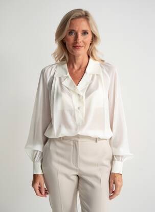Blouse légère et transparente manches longues blanc EVA KAYAN femme