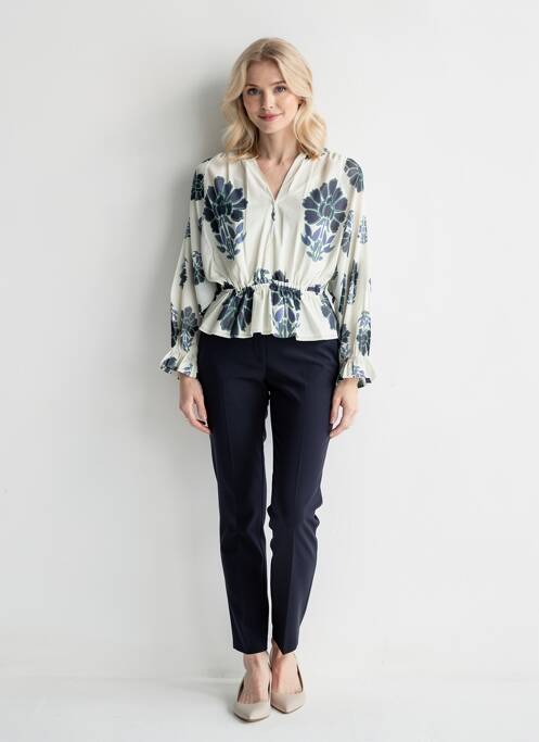 Blouse légère et transparente manches longues bleu MARE DI LATTE femme