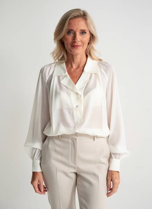 Blouse poignets boutonnés avec fente manches longues blanc EVA KAYAN femme