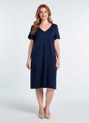 Robe mi-longue manches courtes manches courtes bleu VERA MONT femme