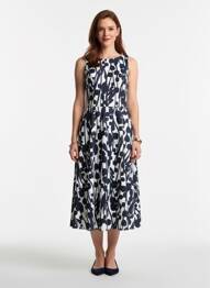 Robe mi-longue imprimé fantaisie sans manche bleu VERA MONT femme