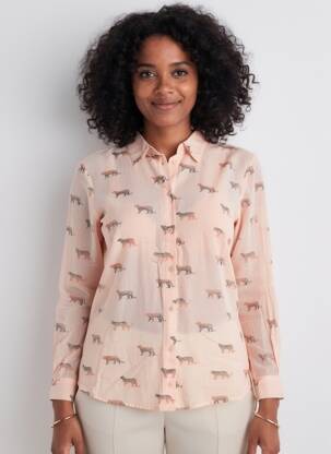 Chemisier imprimé fantaisie manches longues rose SANDWICH femme