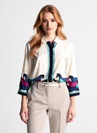 Chemisier tissage crêpe manches longues beige NICE THINGS femme