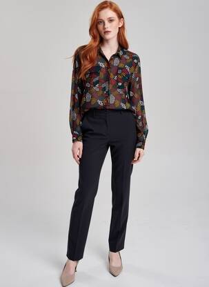 Chemisier tissage crêpe manches longues noir PAKO LITTO femme