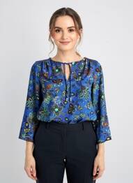 Blouse col rond manches 3/4 bleu ONE STEP femme