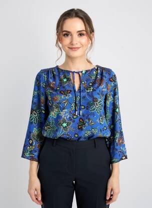 Blouse col rond manches 3/4 bleu ONE STEP femme