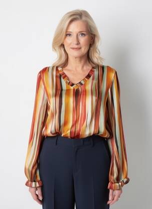 Top tissage crêpe manches longues orange SIGNE NATURE femme