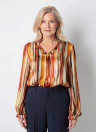 Top col v manches longues orange SIGNE NATURE femme
