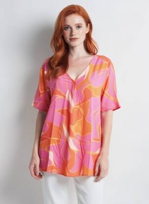 Top imprimé fantaisie manches courtes rose BETTY BARCLAY femme