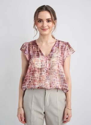 Top imprimé fantaisie manches courtes rose SUD EXPRESS femme