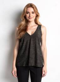 Top coupe cintrée sans manche noir GARCIA femme