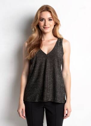 Top coupe cintrée sans manche noir GARCIA femme