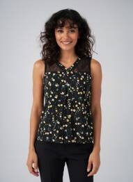 Top imprimé fantaisie sans manche noir STREET ONE femme