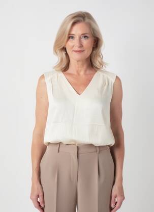 Top col v sans manche blanc SIGNE NATURE femme