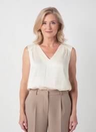 Top col v sans manche blanc SIGNE NATURE femme