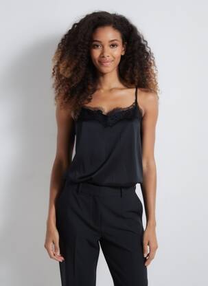 T-shirt coupe cintrée fines bretelles noir GARCIA femme