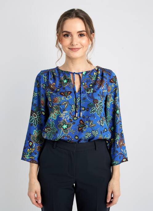 Blouse col rond manches 3/4 bleu ONE STEP femme