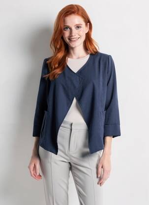 Veste chic manches 3/4 bleu LA FEE MARABOUTEE femme