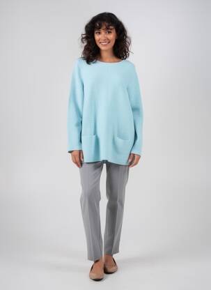 Pull tunique col rond manches longues bleu BETTY BARCLAY femme