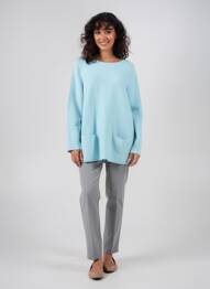 Pull tunique col rond manches longues bleu BETTY BARCLAY femme