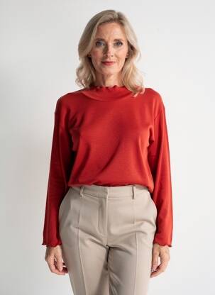 Sous-pull tissage côtelé manches longues orange SIGNE NATURE femme