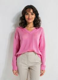 Pull stretch manches longues rose MARINA V femme