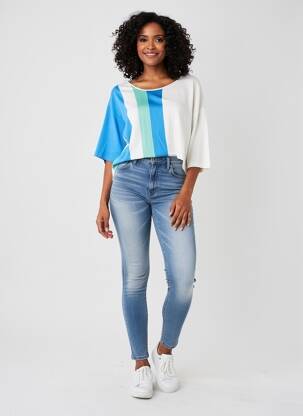 Pull coupe cintrée manches 3/4 beige MARINA V femme