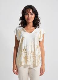 Pull coupe cintrée manches courtes beige LEO & UGO femme