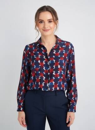 Chemisier coupe droite manches longues bleu LA FEE MARABOUTEE femme