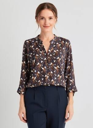Chemisier imprimé fleurs manches 3/4 bleu LA FEE MARABOUTEE femme