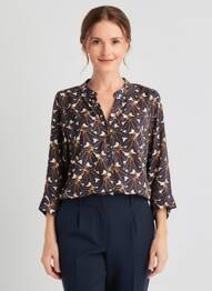 Chemisier imprimé fleurs manches 3/4 bleu LA FEE MARABOUTEE femme