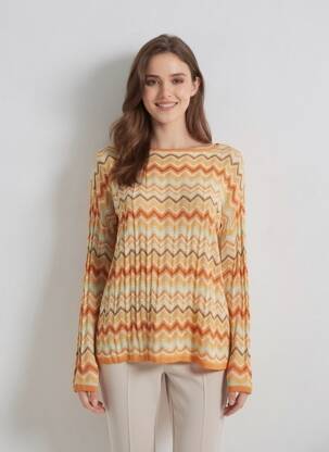 Pull coupe cintrée manches longues orange SURKANA femme