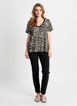 T-shirt col v manches courtes noir GARCIA femme