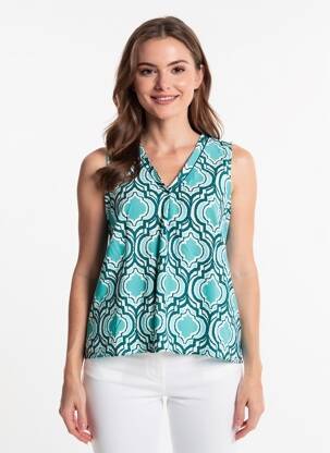 Top col v sans manche bleu LA FEE MARABOUTEE femme