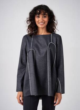 Top imprimé fantaisie manches longues noir OZAI N KU femme