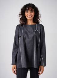 Top imprimé fantaisie manches longues noir OZAI N KU femme
