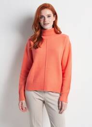 Pull col roulé coupe droite manches longues orange RINO & PELLE femme